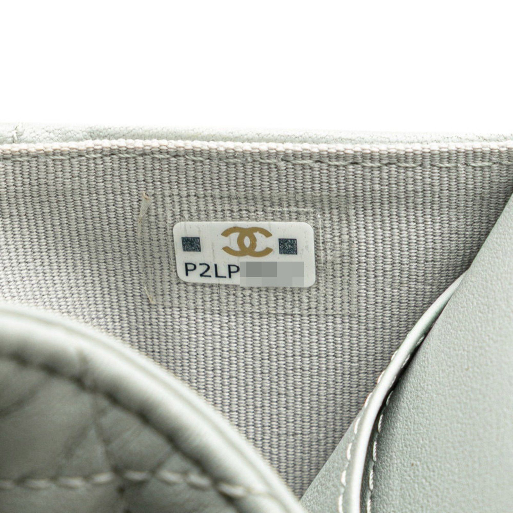 Chanel Matelasse Classic Small Flap Wallet Tri-fold AP0231 Grey Lambskin Women's CHANEL