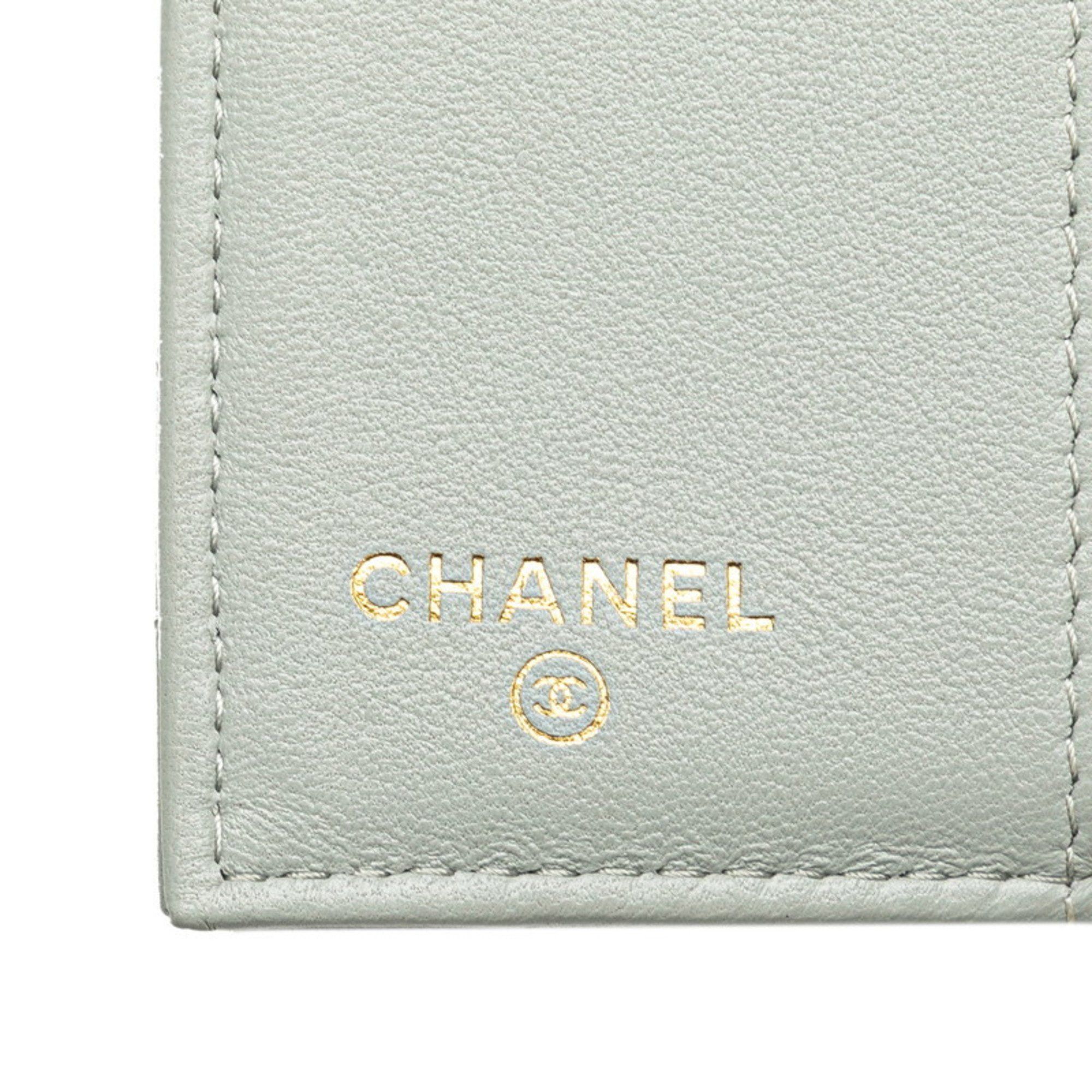 Chanel Matelasse Classic Small Flap Wallet Tri-fold AP0231 Grey Lambskin Women's CHANEL