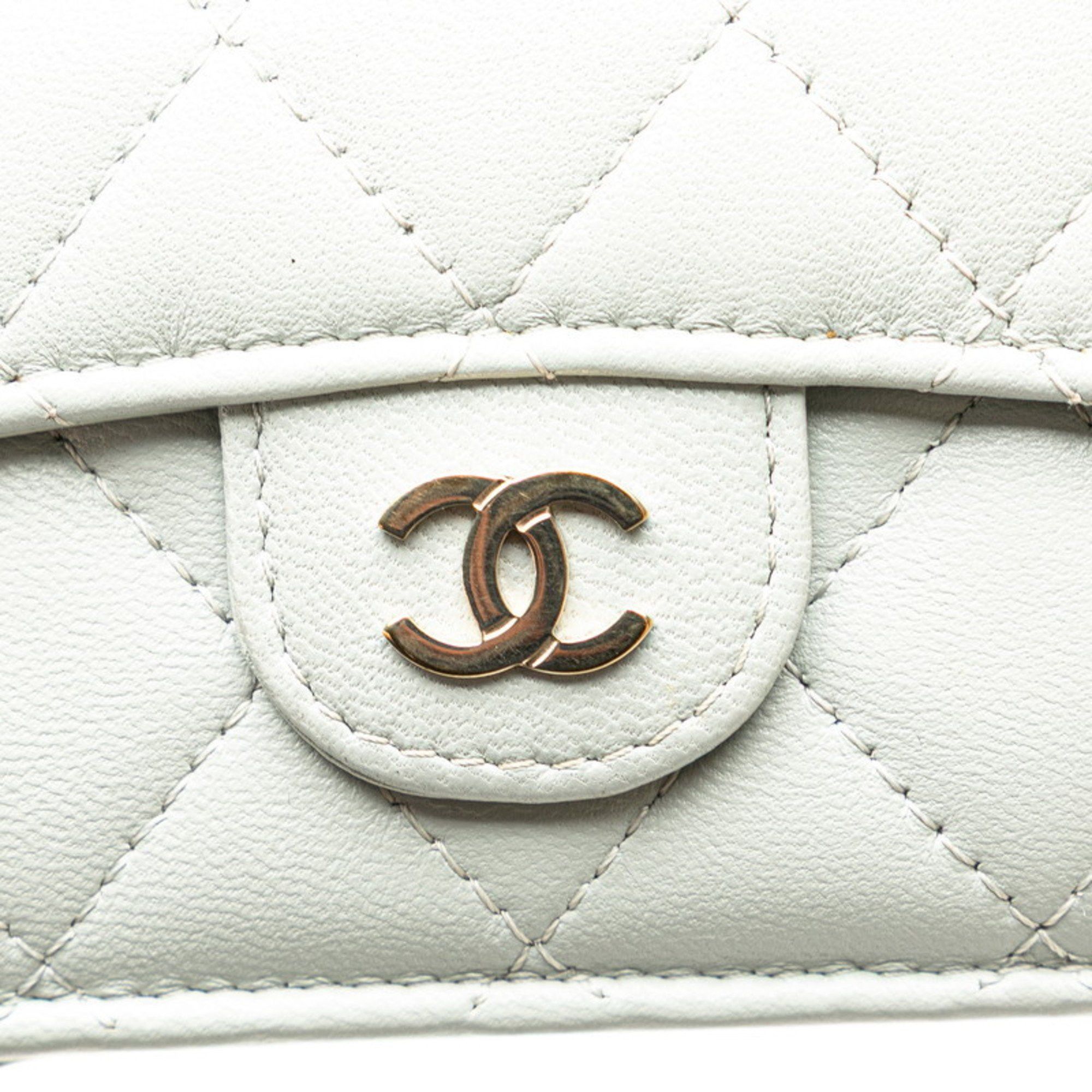 Chanel Matelasse Classic Small Flap Wallet Tri-fold AP0231 Grey Lambskin Women's CHANEL