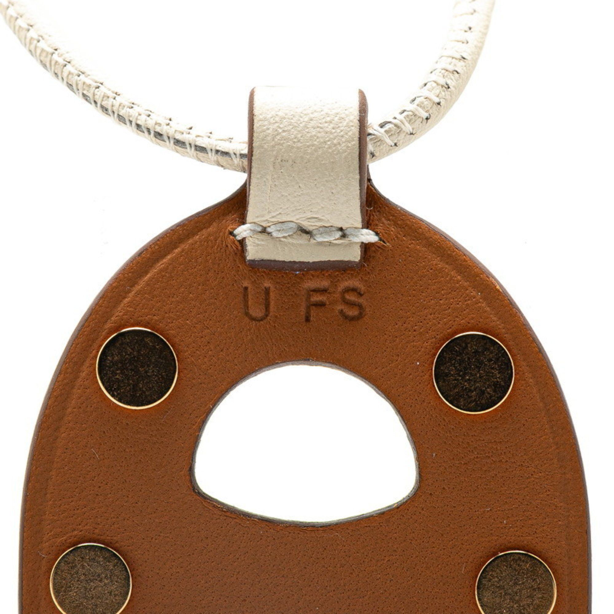 Hermes Hermes Chaine d'Ancre PM Stud Necklace Beige Brown Swift Leather Women's HERMES Size ONE SIZE - 5 Thumbnail