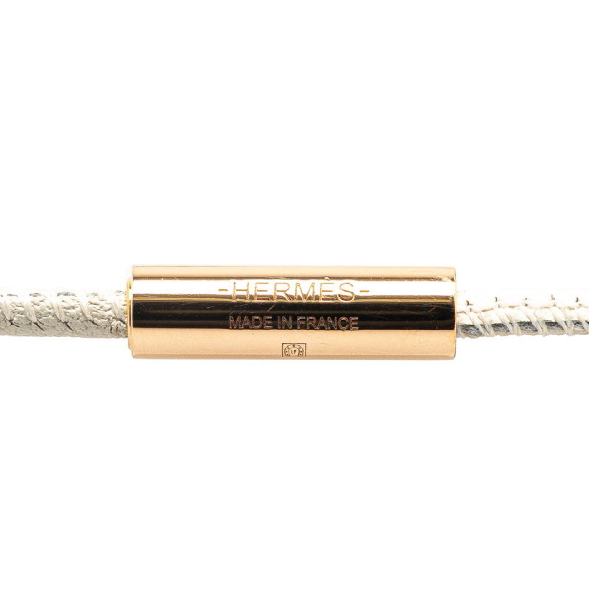 Hermes Hermes Chaine d'Ancre PM Stud Necklace Beige Brown Swift Leather Women's HERMES Size ONE SIZE - 4 Thumbnail