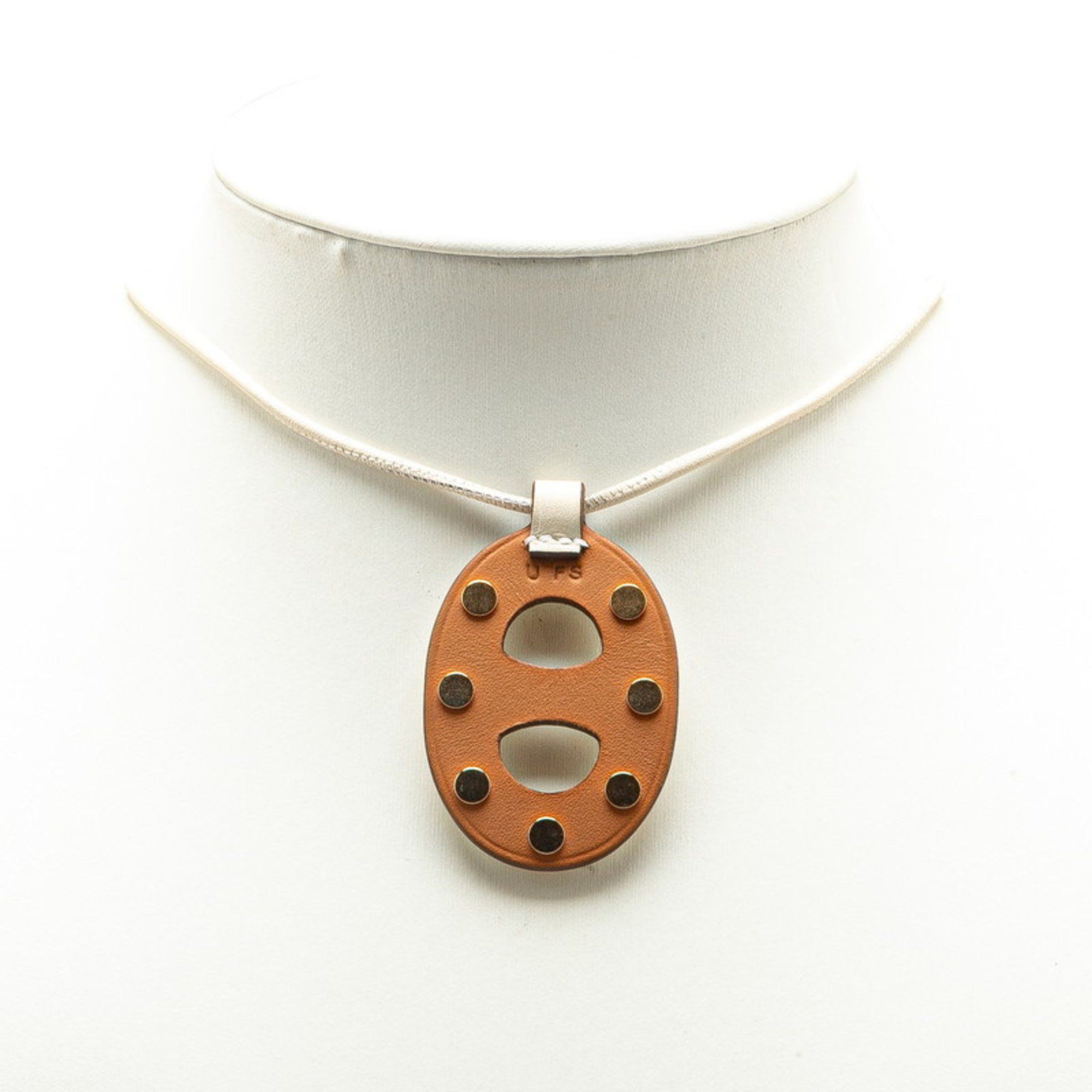 Hermes Hermes Chaine d'Ancre PM Stud Necklace Beige Brown Swift Leather Women's HERMES Size ONE SIZE - 7 Thumbnail
