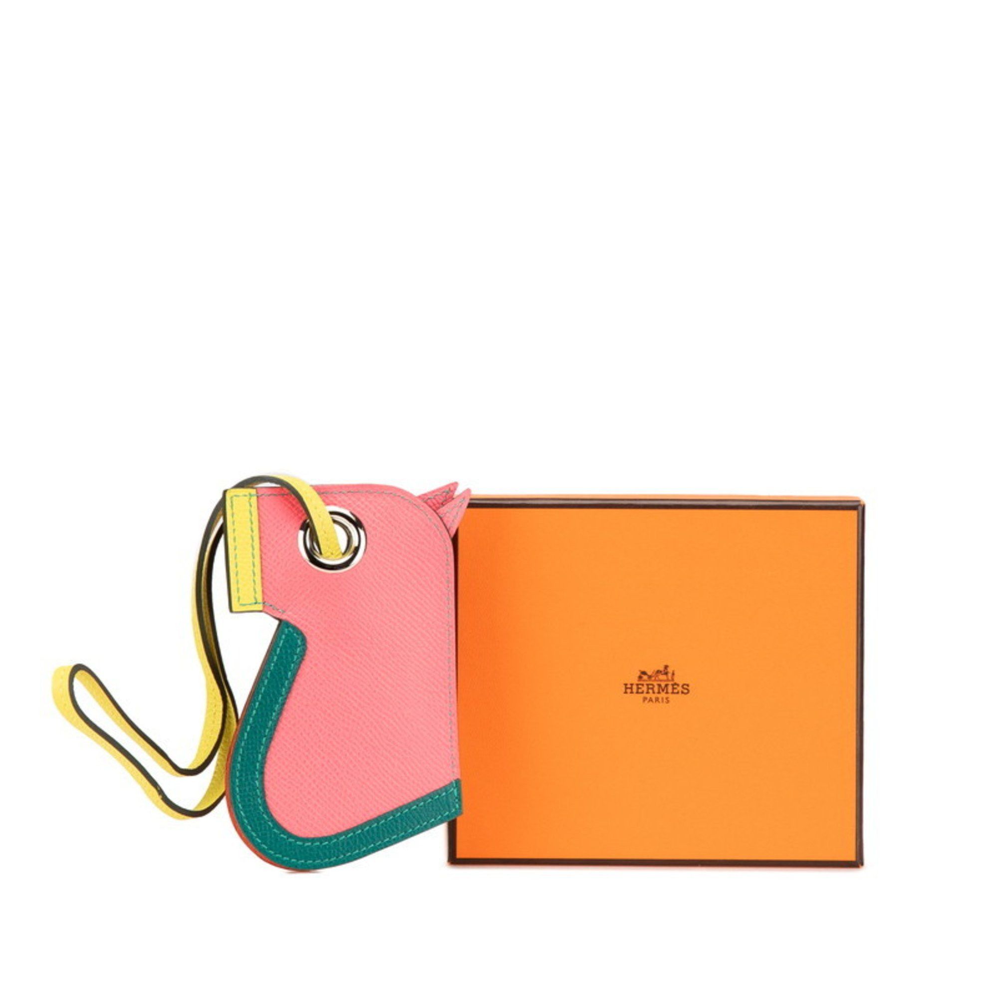 Hermes Hermes Camayle Horse Keychain Bag Charm Rose Azalee Malachite Lime Epsom Leather Women's HERMES Size ONE SIZE - 7 Thumbnail