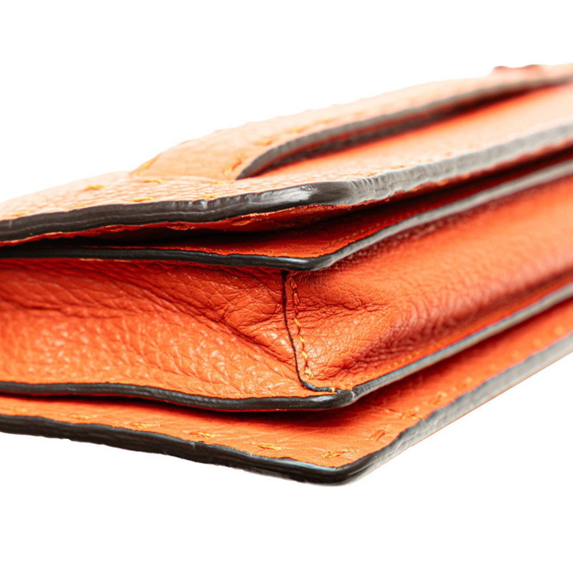 Fendi FENDI Selleria Clutch Bag Second ZVA350 Orange Leather Women's Size ONE SIZE - 4 Thumbnail