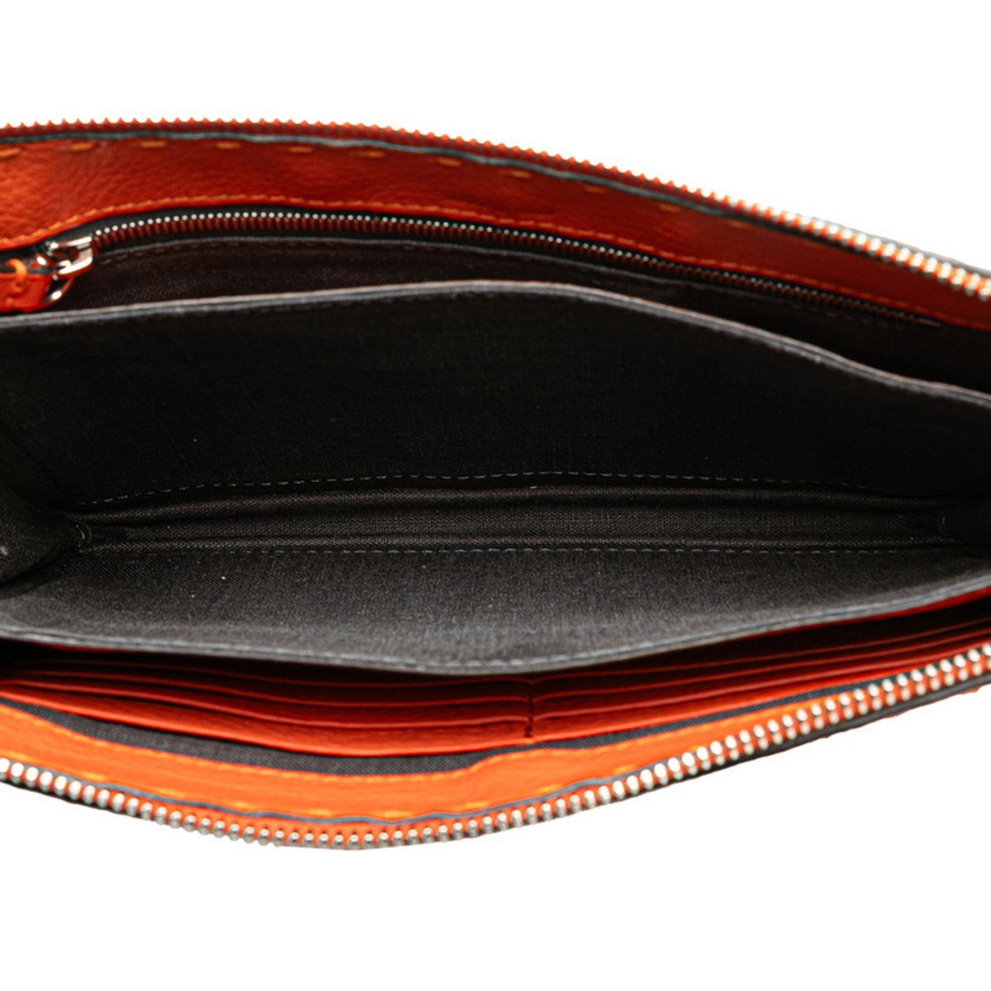 Fendi FENDI Selleria Clutch Bag Second ZVA350 Orange Leather Women's Size ONE SIZE - 6 Thumbnail