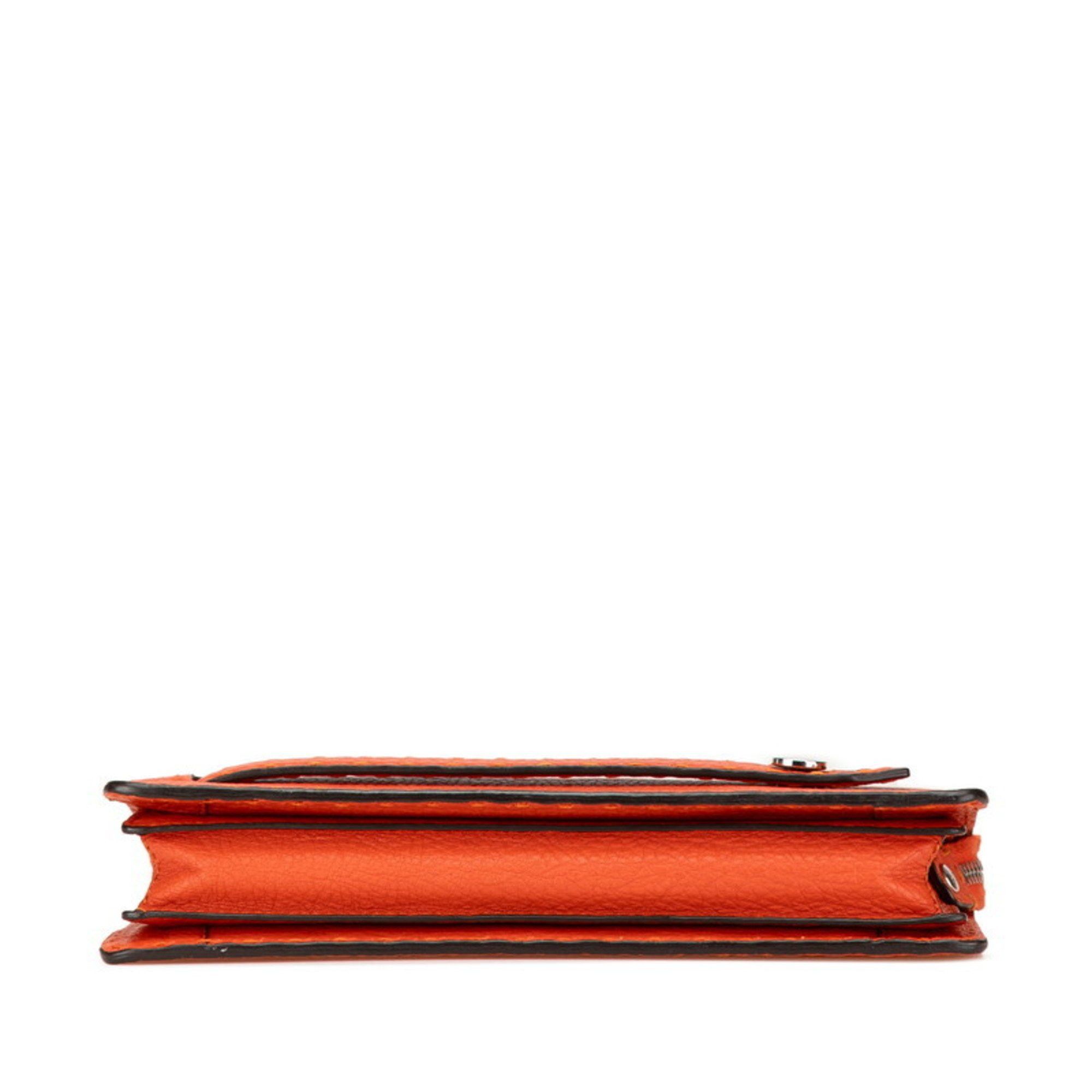 Fendi FENDI Selleria Clutch Bag Second ZVA350 Orange Leather Women's Size ONE SIZE - 3 Thumbnail