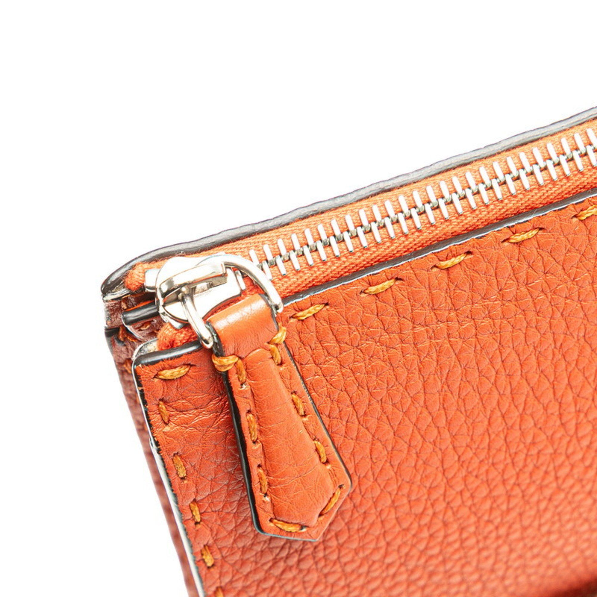 Fendi FENDI Selleria Clutch Bag Second ZVA350 Orange Leather Women's Size ONE SIZE - 5 Thumbnail