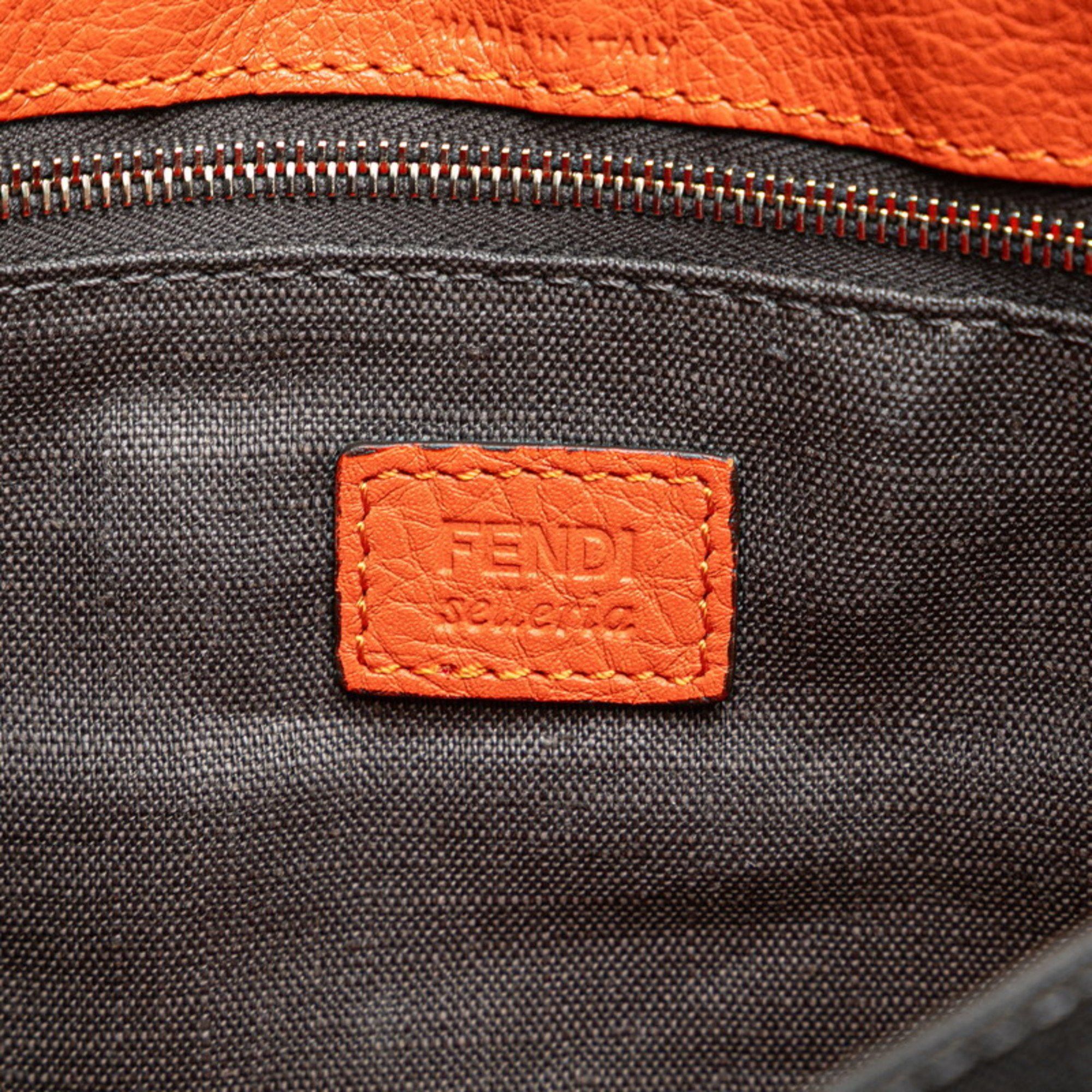 Fendi FENDI Selleria Clutch Bag Second ZVA350 Orange Leather Women's Size ONE SIZE - 7 Thumbnail