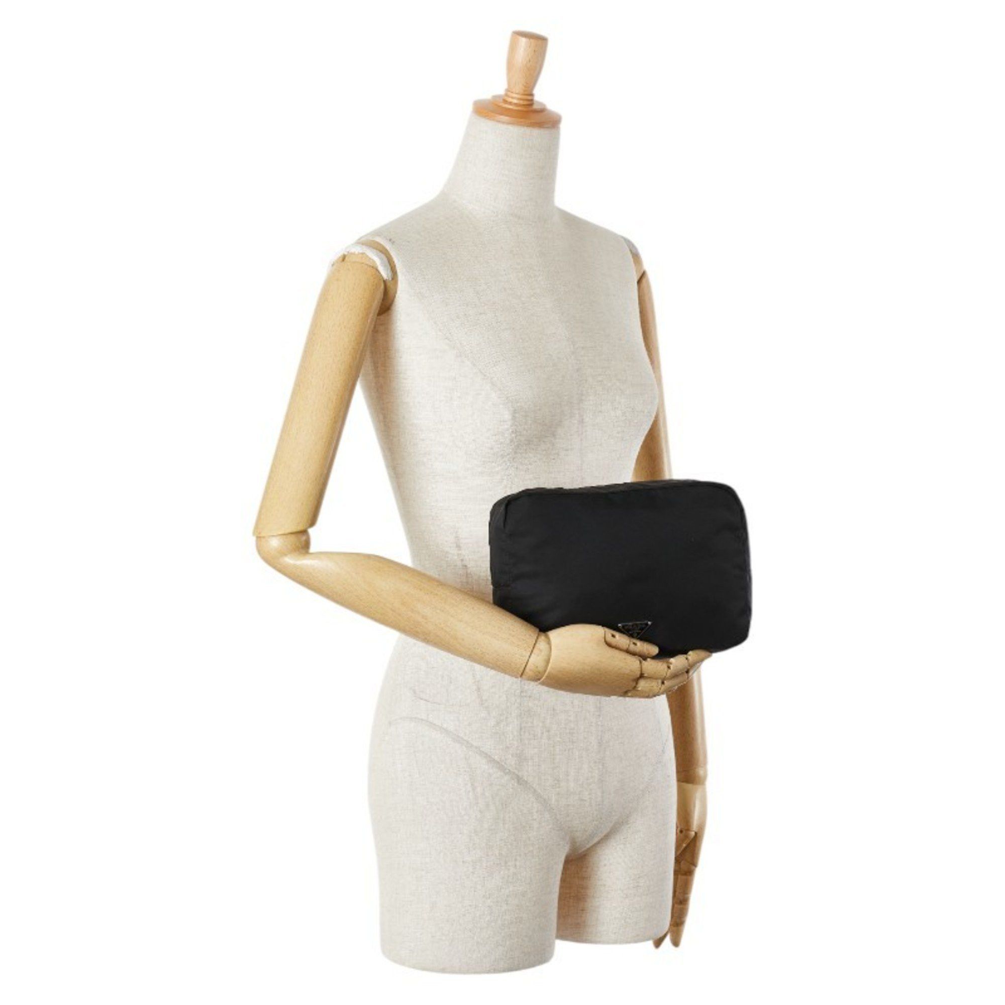 Prada Prada Triangle Logo Plate Pouch Black Nylon Women's PRADA Size ONE SIZE - 10 Thumbnail