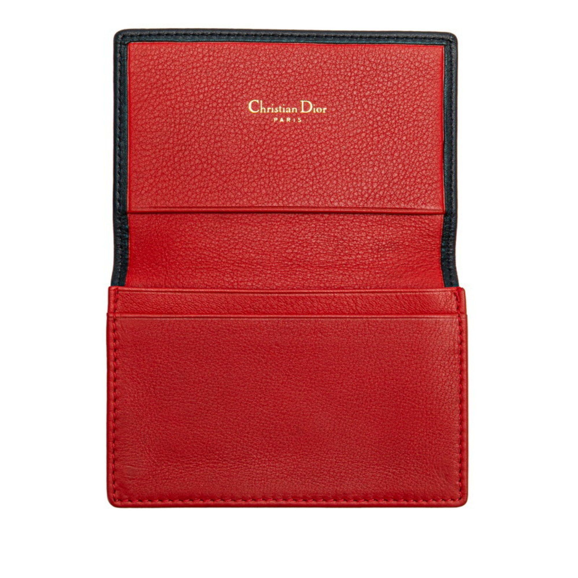 Dior Dior CD logo card case navy red leather women's Size ONE SIZE - 4 Thumbnail