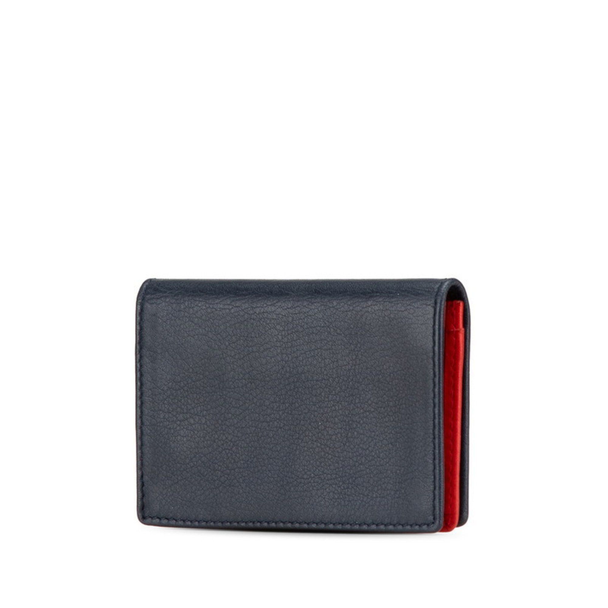 Dior Dior CD logo card case navy red leather women's Size ONE SIZE - 2 Thumbnail