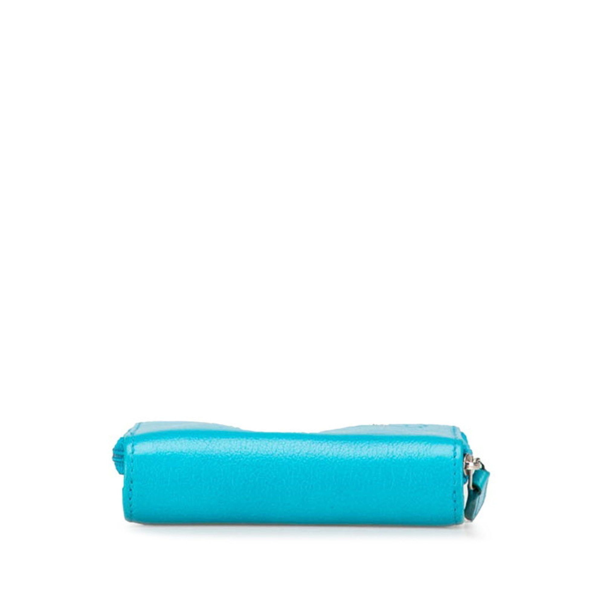 Chanel CHANEL Camellia Coco Mark Bi-fold Wallet Light Blue Lambskin Women's Size ONE SIZE - 3 Thumbnail