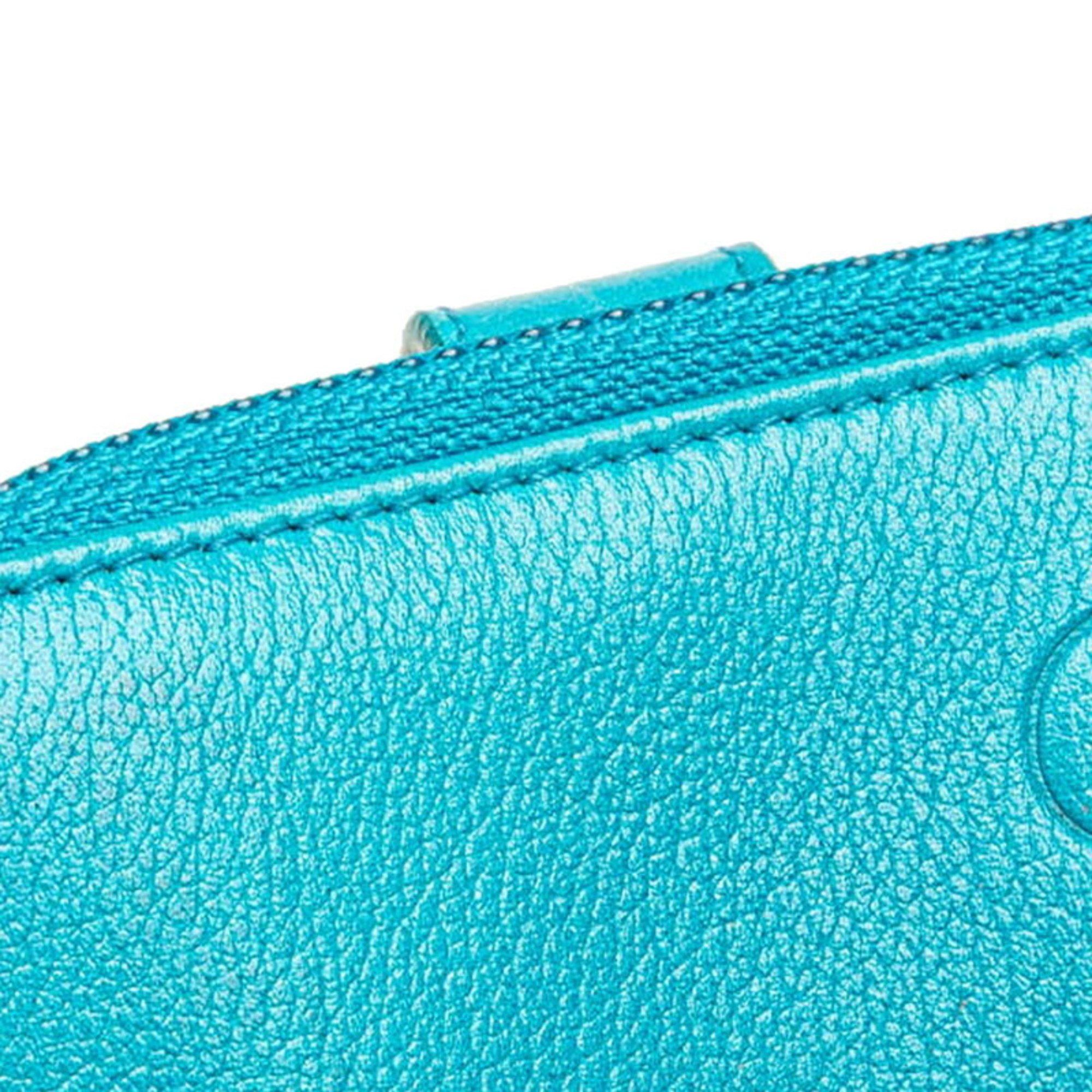 Chanel CHANEL Camellia Coco Mark Bi-fold Wallet Light Blue Lambskin Women's Size ONE SIZE - 5 Thumbnail