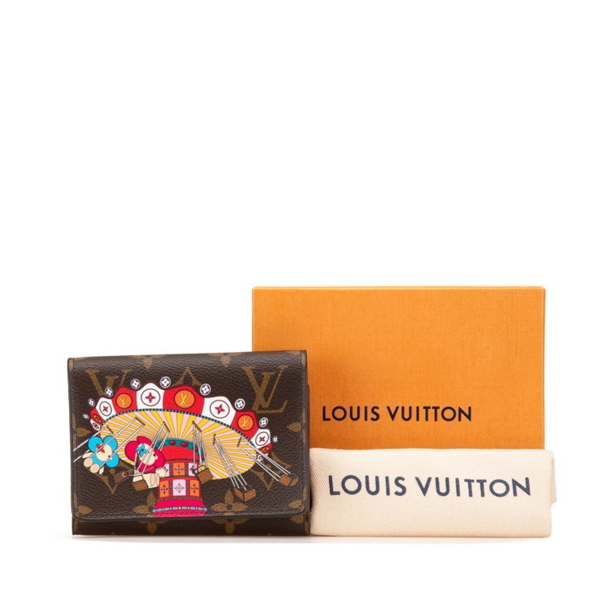 Louis Vuitton Monogram Portefeuille Victorine Vivienne Tri-fold Wallet M69754 Brown Rose Ballerine PVC Leather Women's LOUIS VUITTON