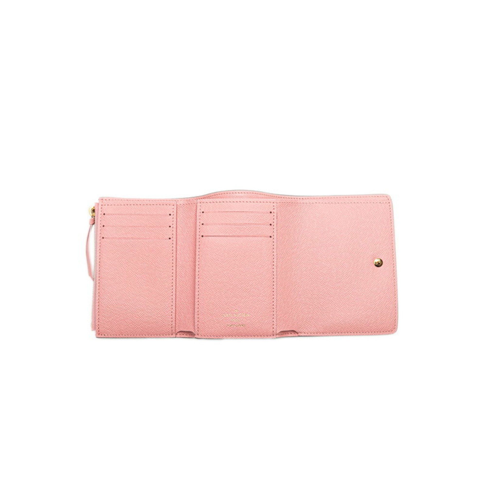Louis Vuitton Monogram Portefeuille Victorine Vivienne Tri-fold Wallet M69754 Brown Rose Ballerine PVC Leather Women's LOUIS VUITTON