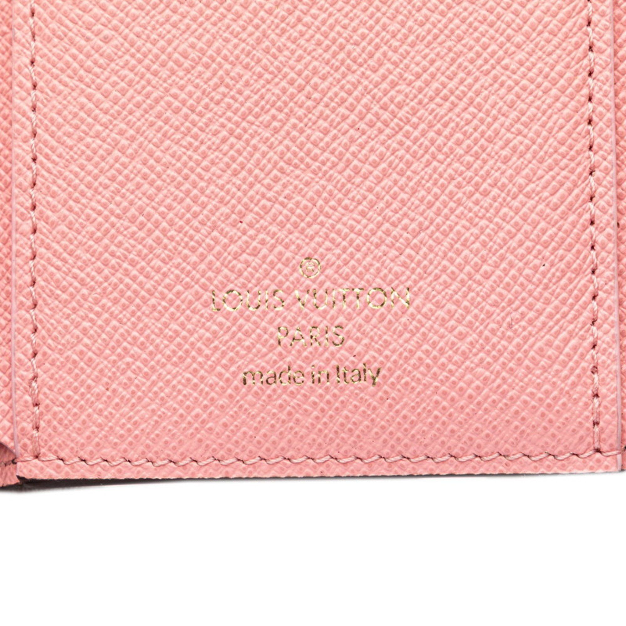 Louis Vuitton Monogram Portefeuille Victorine Vivienne Tri-fold Wallet M69754 Brown Rose Ballerine PVC Leather Women's LOUIS VUITTON