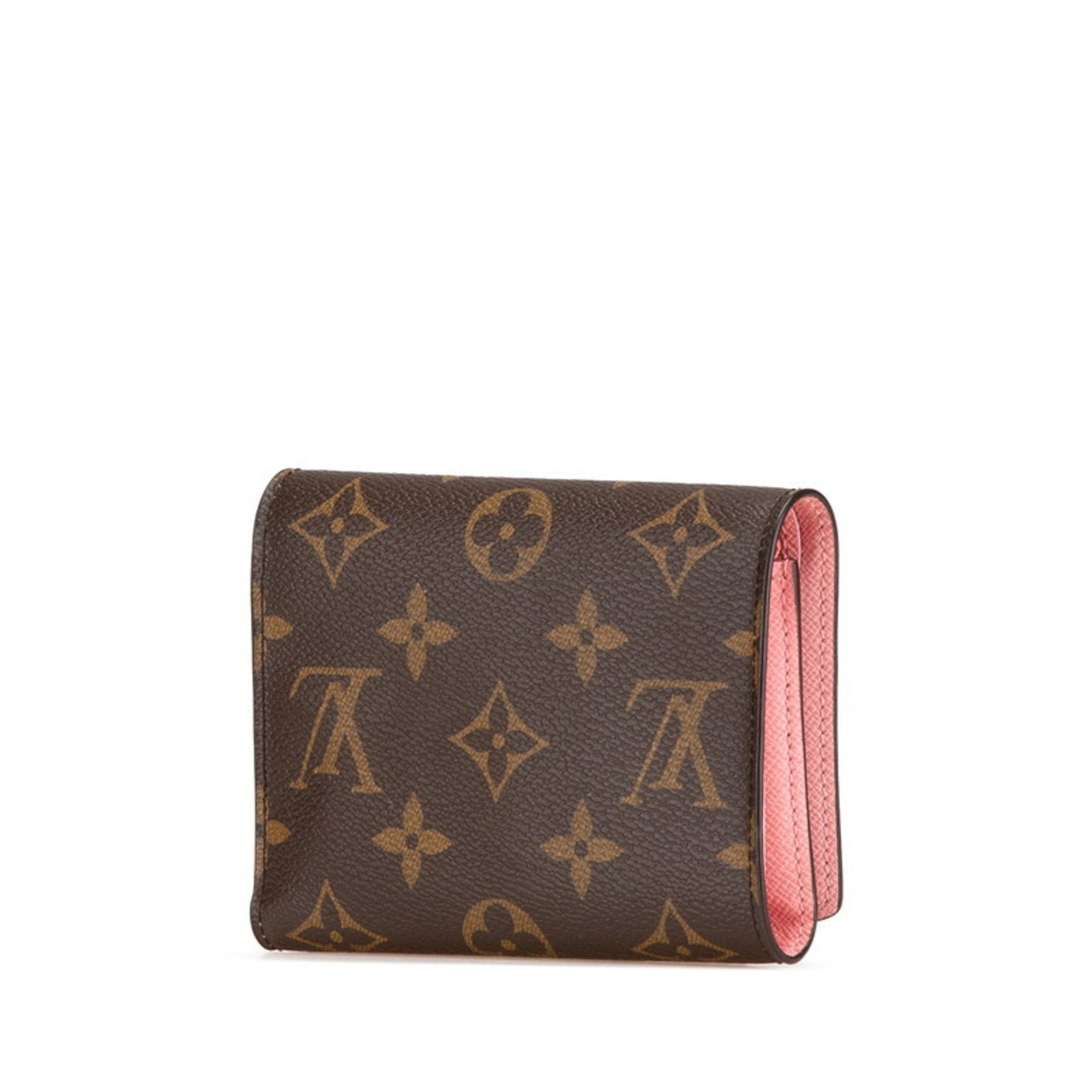Louis Vuitton Monogram Portefeuille Victorine Vivienne Tri-fold Wallet M69754 Brown Rose Ballerine PVC Leather Women's LOUIS VUITTON