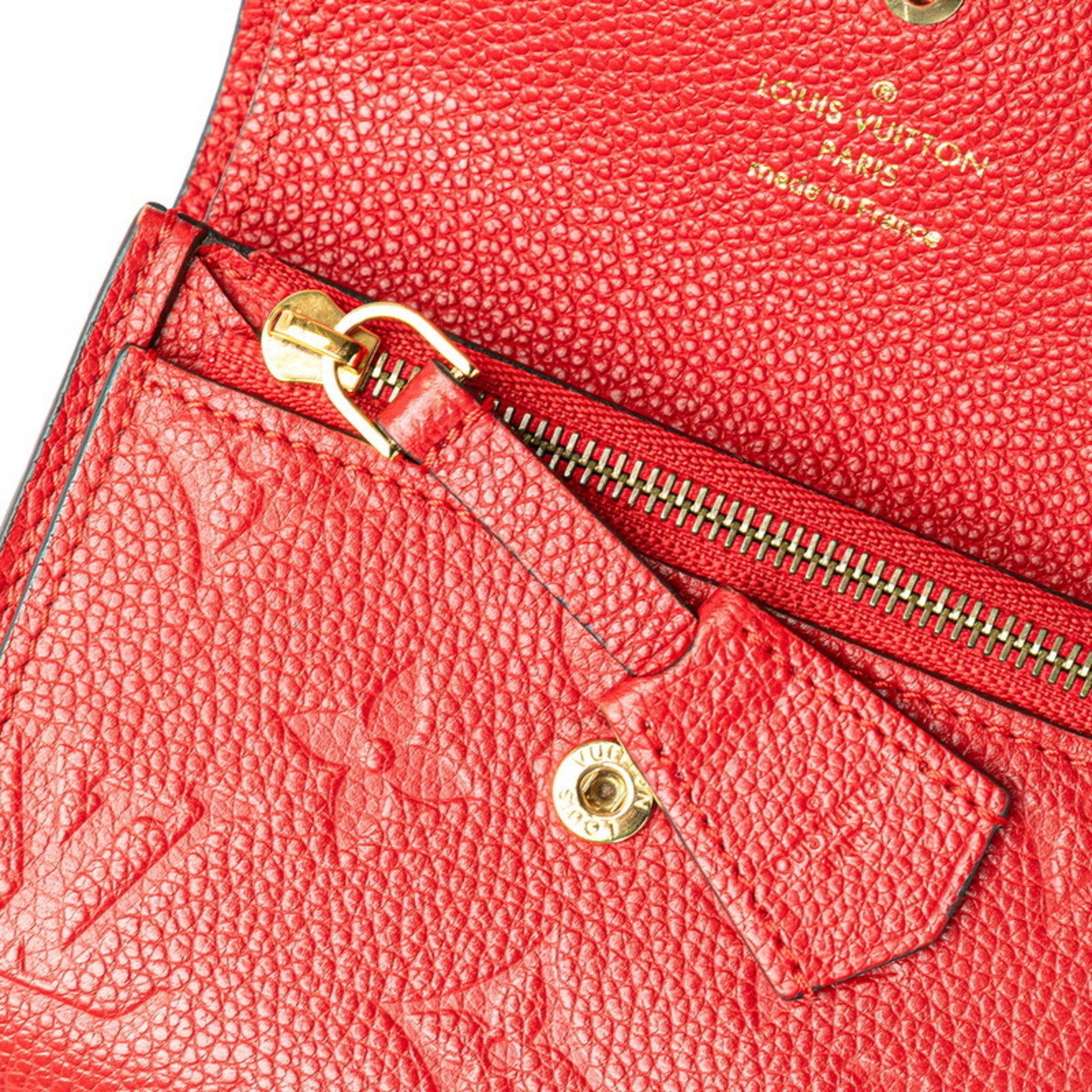 Louis Vuitton Louis Vuitton Monogram Empreinte Portefeuille Pont Neuf Tri-fold Wallet M62185 Red Cerise Leather Women's LOUIS VUITTON Size ONE SIZE - 7 Thumbnail