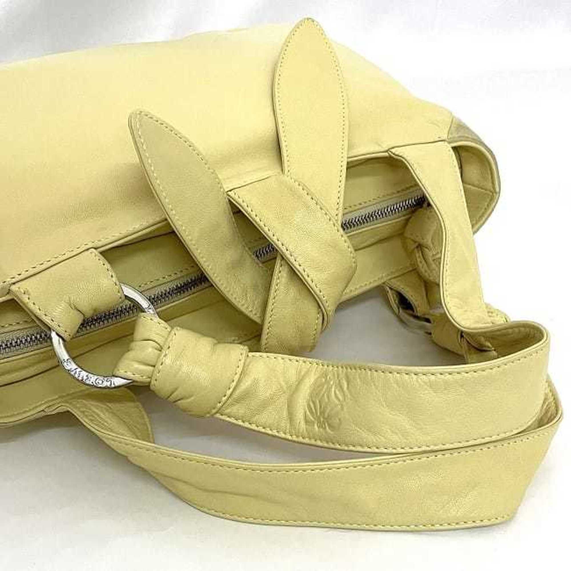 Loewe LOEWE handbag ec-23567 yellow anagram leather suede 050311 soft ladies tote bag ribbon genuine Size ONE SIZE - 7 Thumbnail