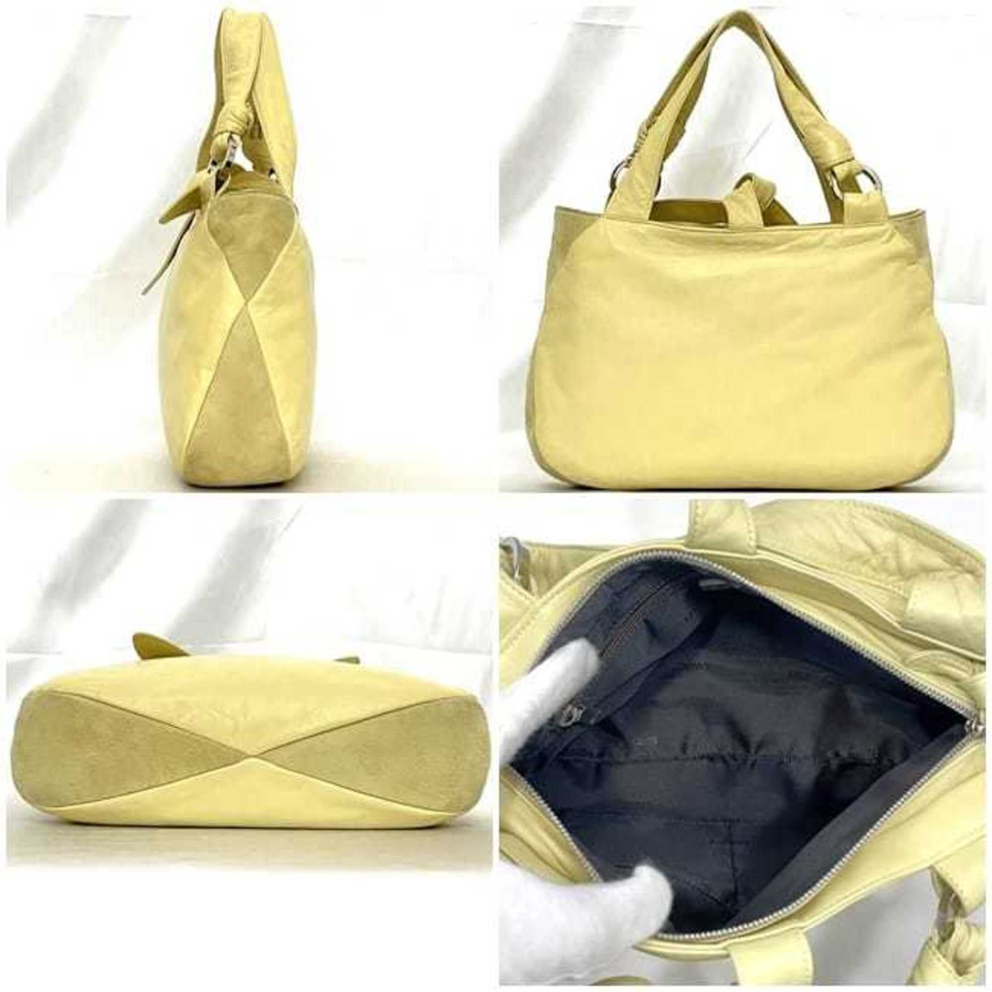 Loewe LOEWE handbag ec-23567 yellow anagram leather suede 050311 soft ladies tote bag ribbon genuine Size ONE SIZE - 3 Thumbnail