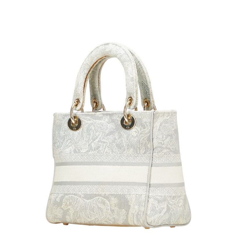Dior Dior Dior Lady Dior Embroidery Canvas 2way Bag Canvas Shoulder Bag Size ONE SIZE - 2 Thumbnail