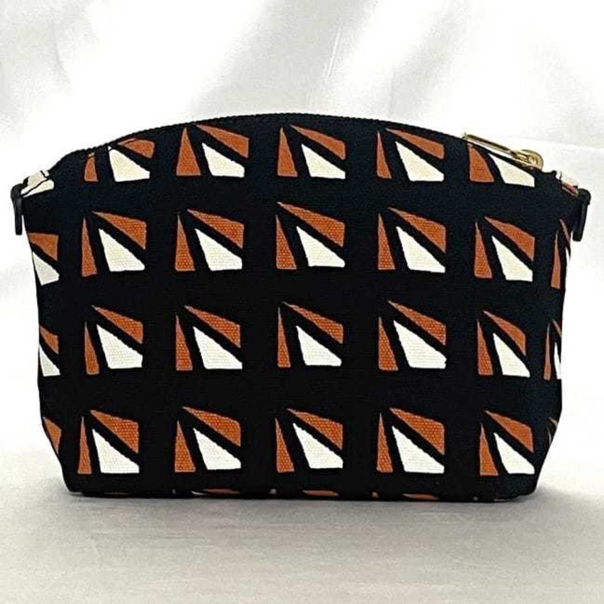 Prada Prada pouch ec-23542 black orange 1N1758 canvas saffiano leather 42 PRADA triangle plate men women Size ONE SIZE - 5 Thumbnail