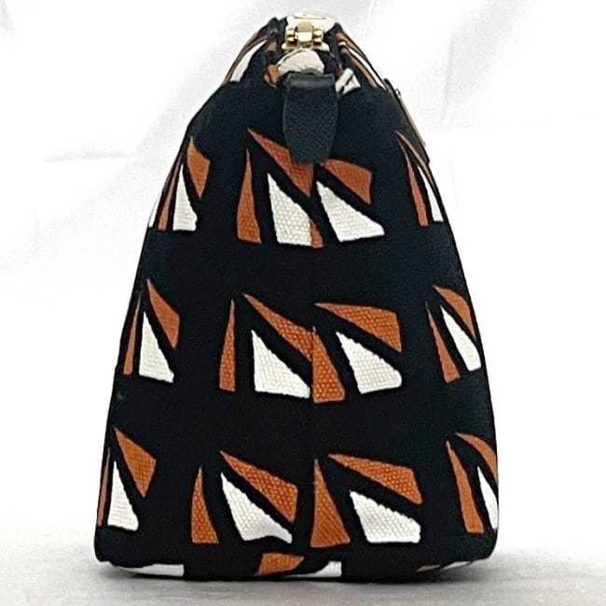 Prada Prada pouch ec-23542 black orange 1N1758 canvas saffiano leather 42 PRADA triangle plate men women Size ONE SIZE - 3 Thumbnail