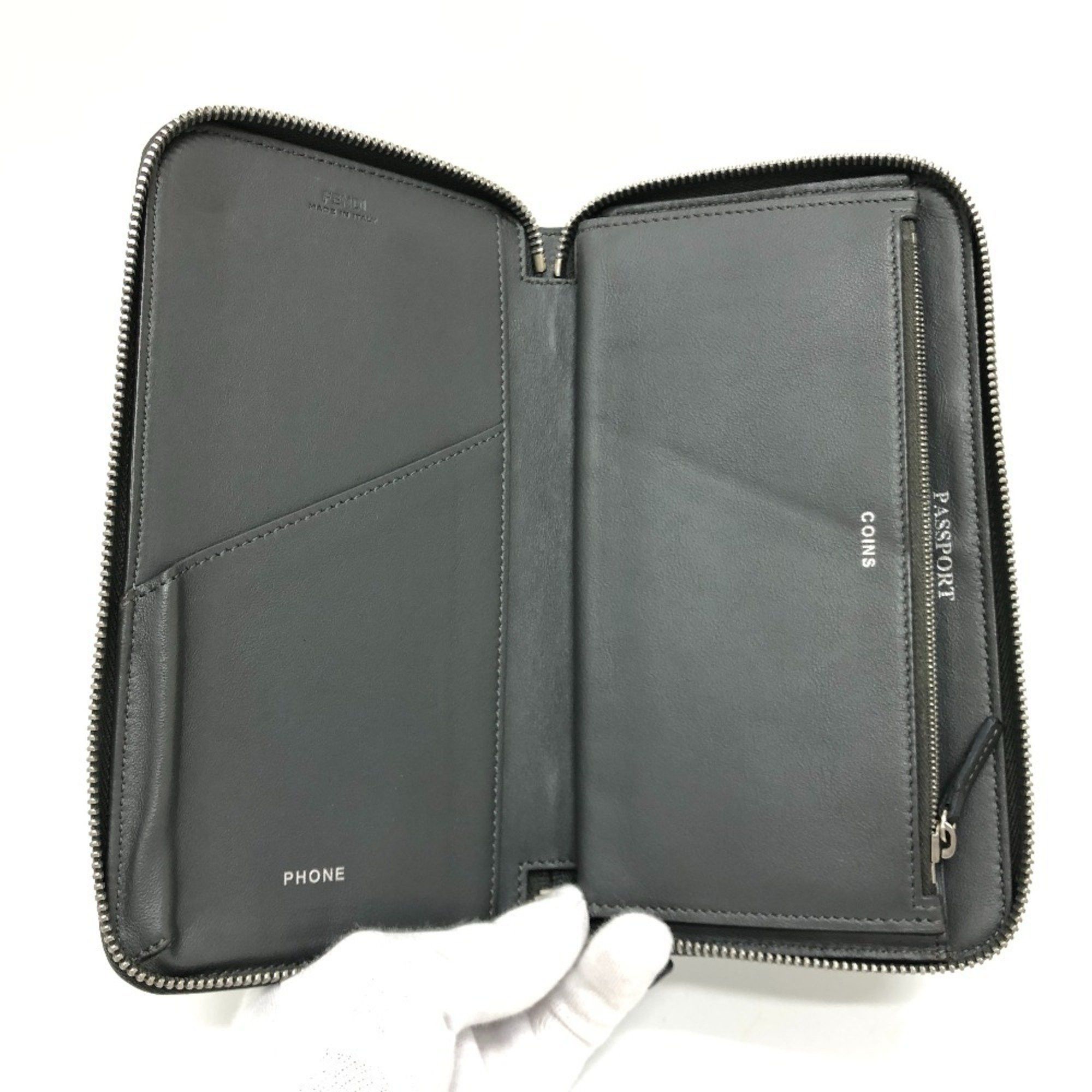 Fendi FENDI 7M0276 Zucca Pattern Travel Wallet Long Leather Women's Gray Size ONE SIZE - 7 Thumbnail