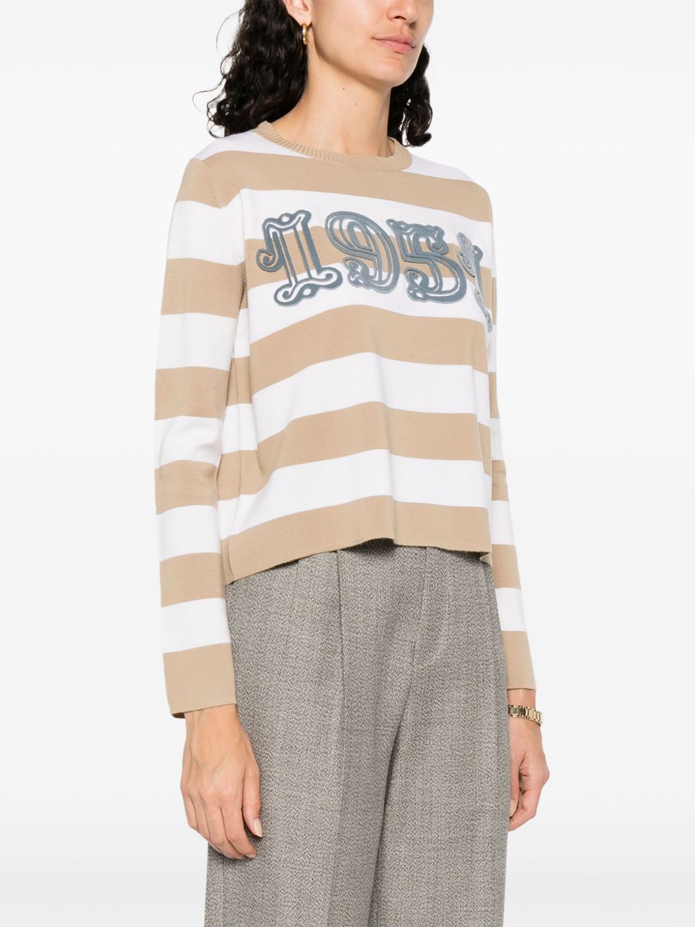 Max Mara WOOL STRIPED SWEATER Size L / US 10 / IT 46 - 2 Thumbnail