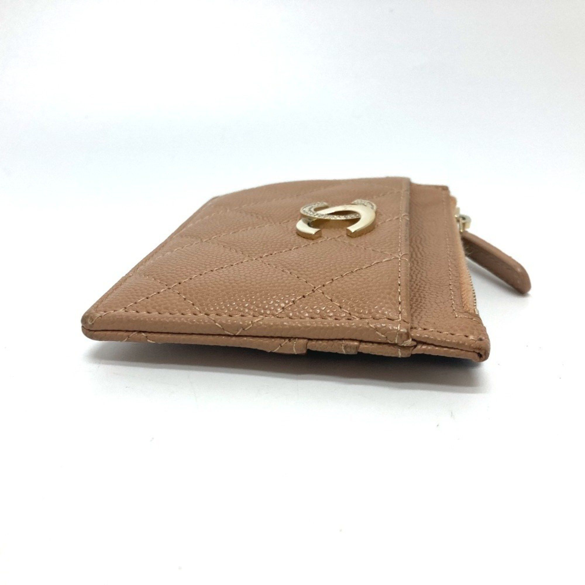 Chanel CHANEL Coco Mark Matelasse Wallet Compact Bi-fold Caviar Skin Women's Beige Size ONE SIZE - 3 Thumbnail