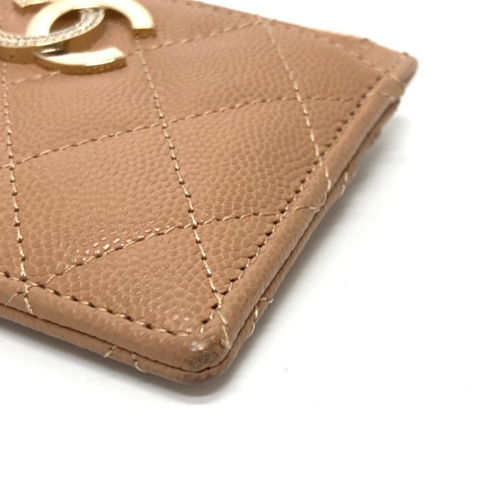 Chanel CHANEL Coco Mark Matelasse Wallet Compact Bi-fold Caviar Skin Women's Beige Size ONE SIZE - 6 Thumbnail