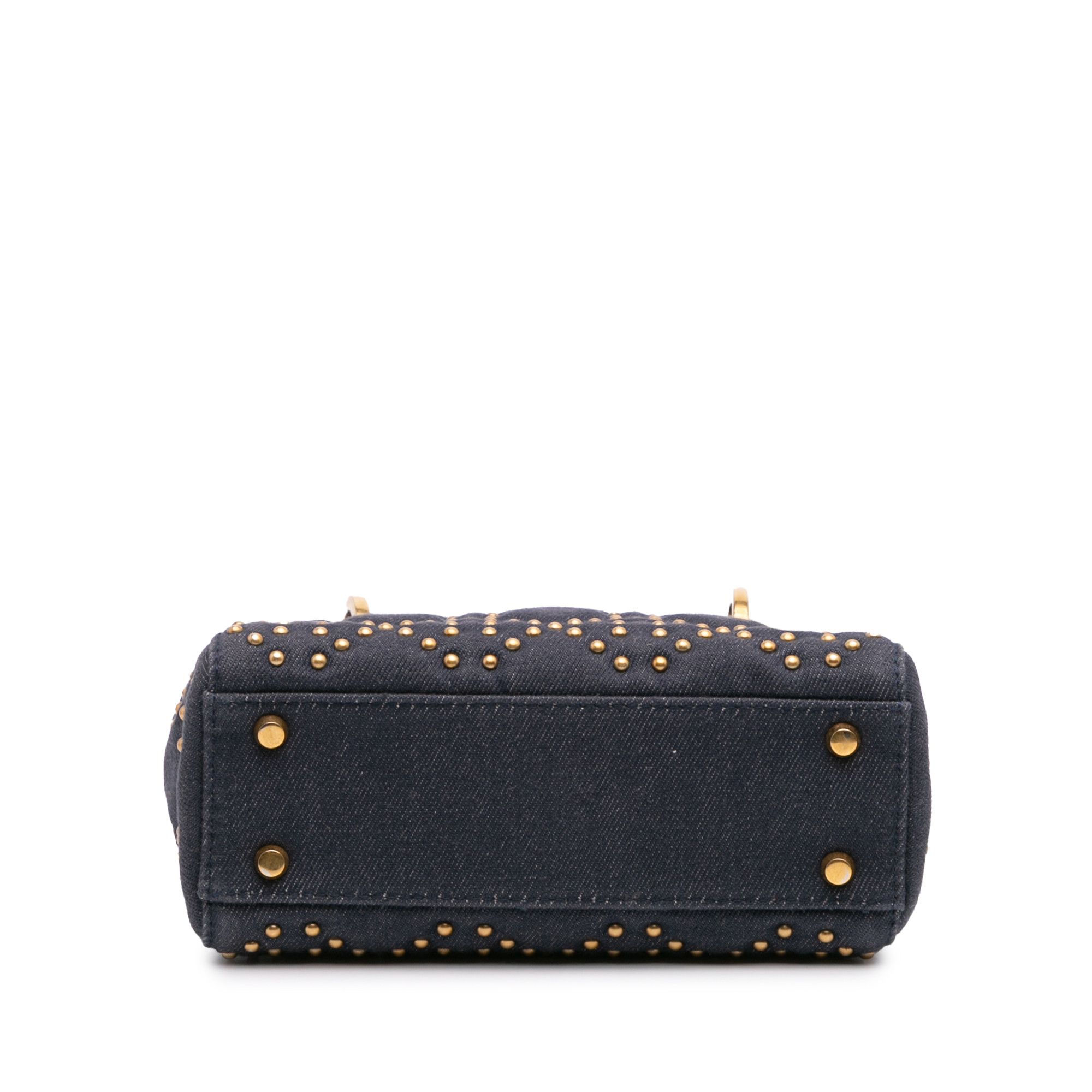 Dior Mini Denim Cannage Studded Supple Lady Dior