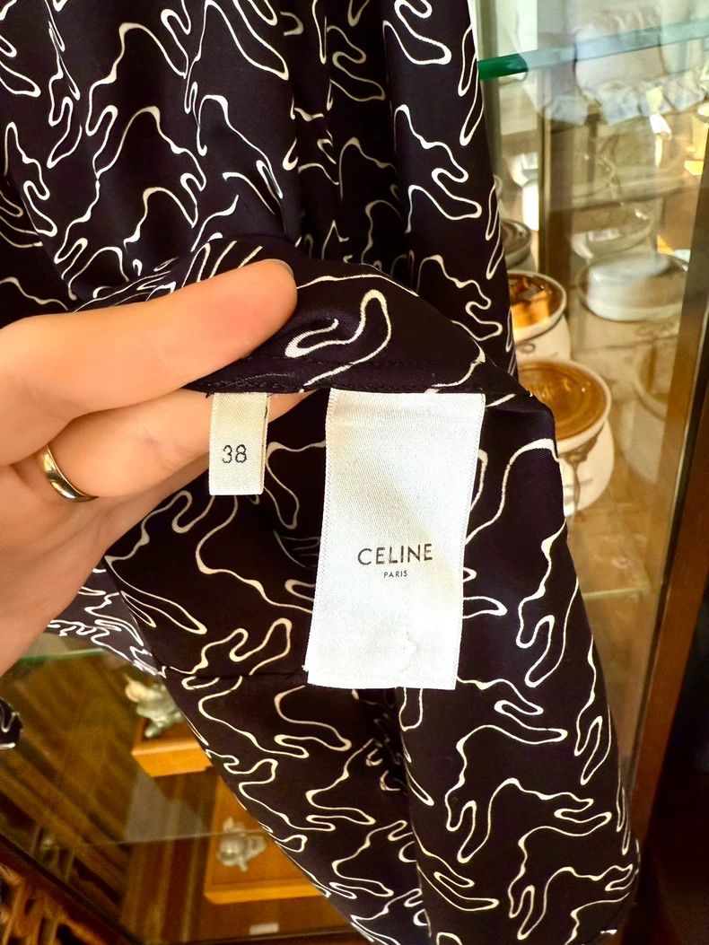 Celine celine 23ss black & white silk shirt Size US S / EU 44-46 / 1 - 7 Thumbnail