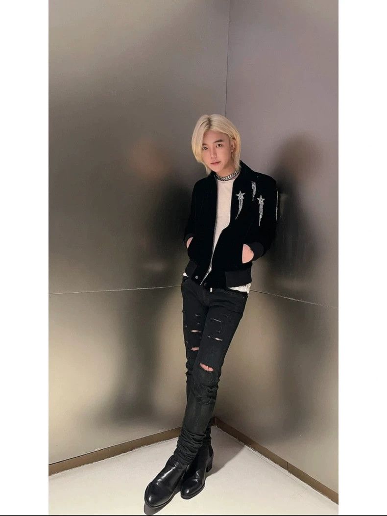 saint laurent black velvet star jacket