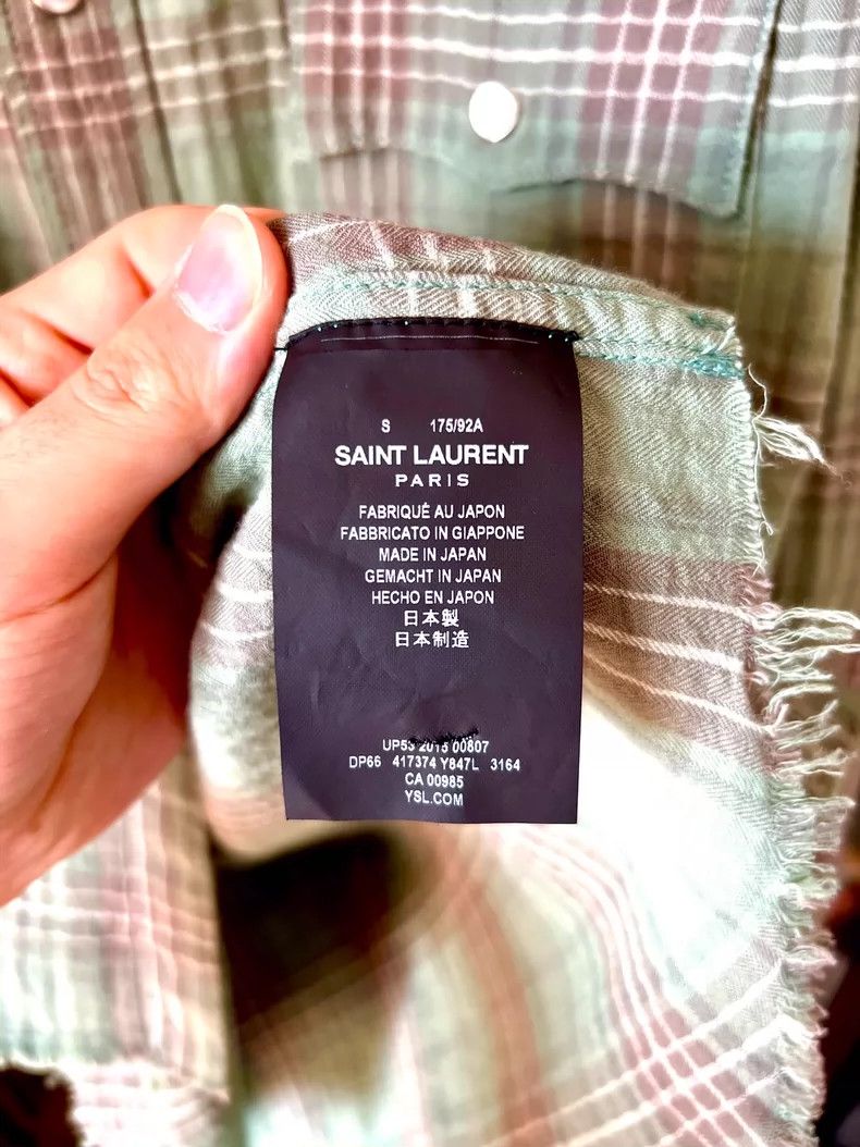 Saint Laurent Paris saint laurent 16ss green plaid shirt Size US S / EU 44-46 / 1 - 6 Thumbnail