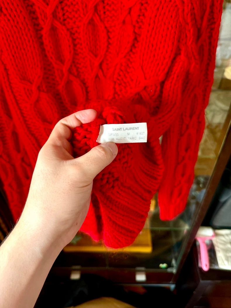 Saint Laurent Paris saint laurent red cable knit sweater Size US S / EU 44-46 / 1 - 5 Thumbnail