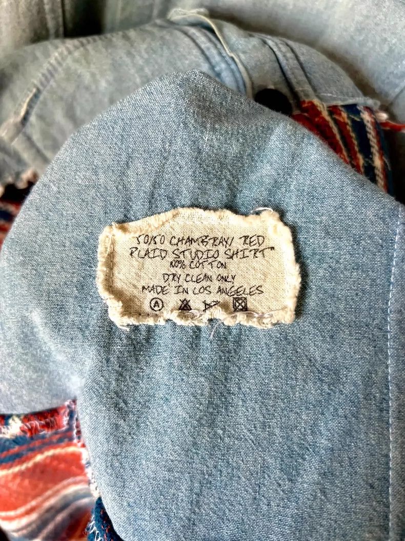 Greg Lauren Greg Lauren Blue Orange Denim Shirt Size US S / EU 44-46 / 1 - 6 Thumbnail