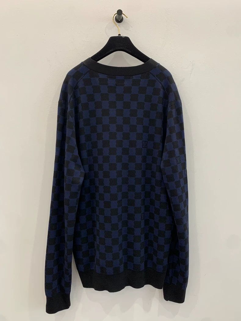 Louis Vuitton Louis Vuitton Blue Checkerboard Wool Cardigan Size US XXL / EU 58 / 5 - 2 Thumbnail