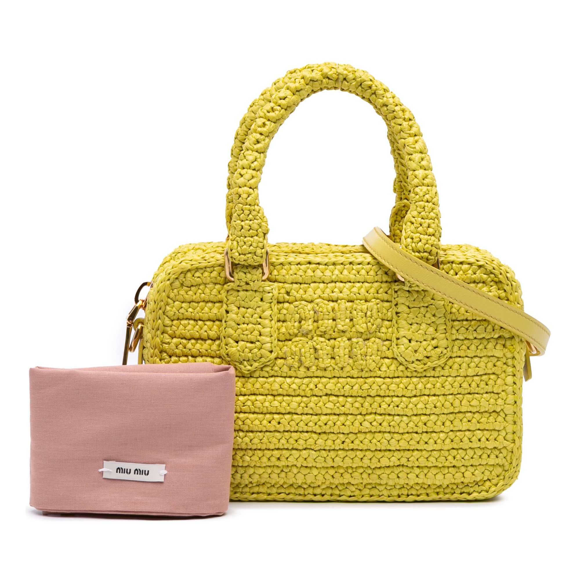 Miu Miu Miu Miu Raffia Crochet Arcadie Top Handle Bag Size ONE SIZE - 6 Thumbnail