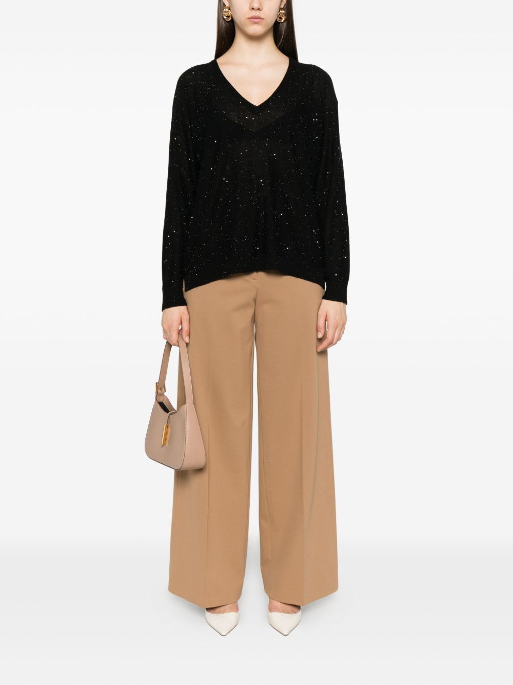 Fabiana Filippi WOOL V-NECKED SWEATER Size M / US 6-8 / IT 42-44 - 3 Thumbnail