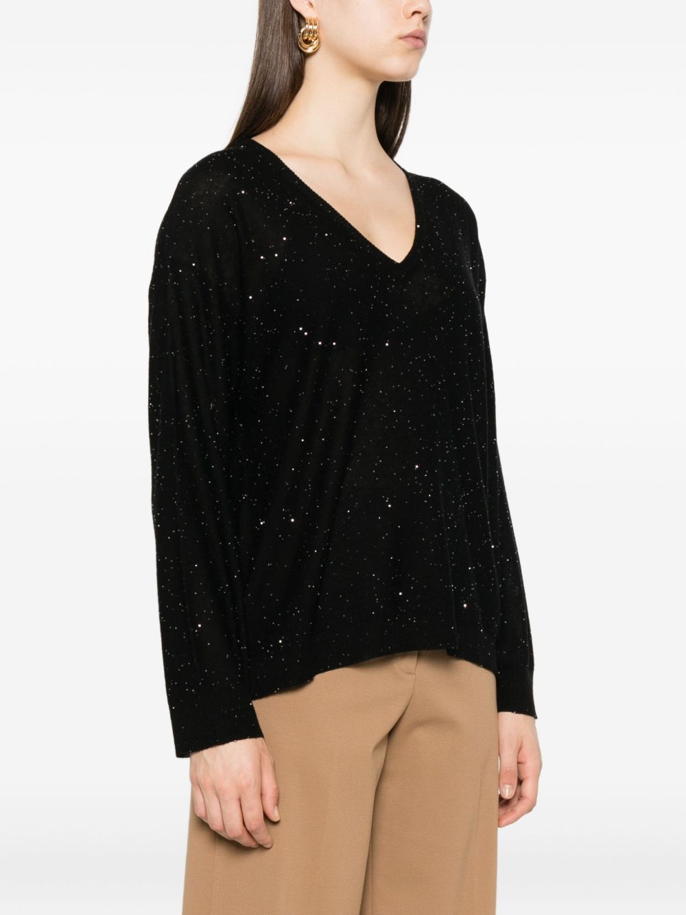 Fabiana Filippi WOOL V-NECKED SWEATER Size M / US 6-8 / IT 42-44 - 2 Thumbnail