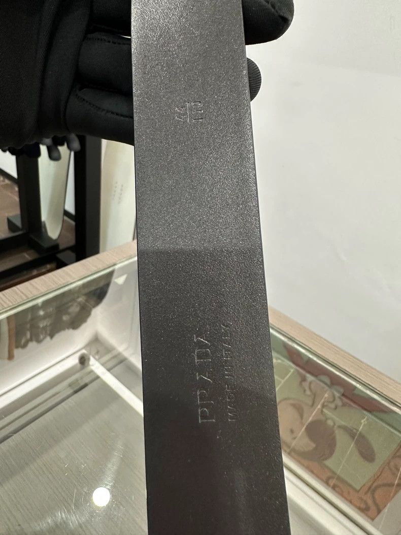 Prada Prada Silver Logo Black Men's Belt Size ONE SIZE - 7 Thumbnail