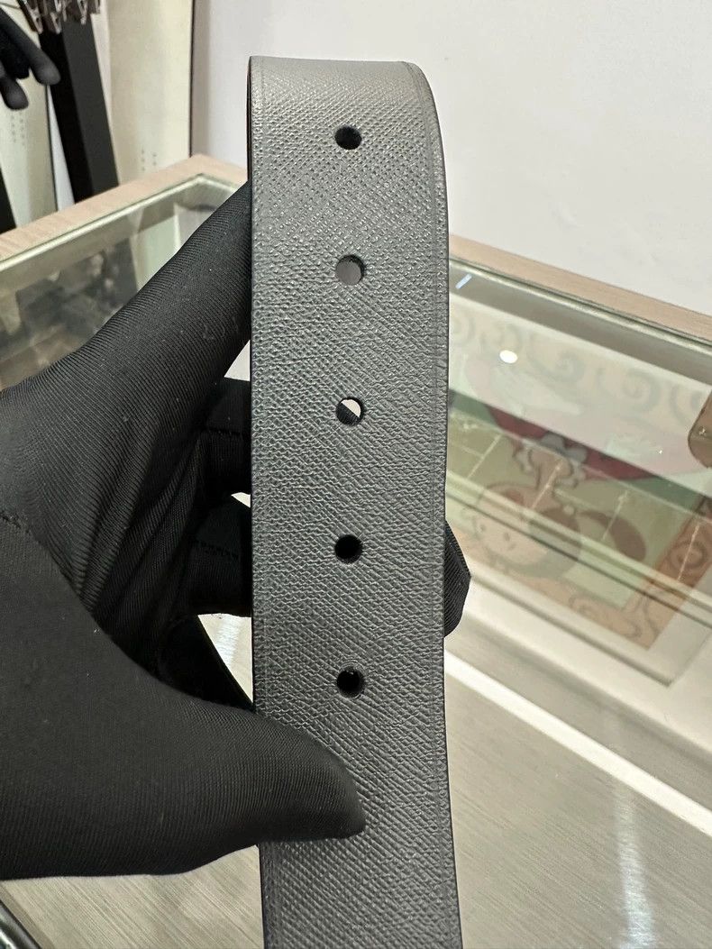 Prada Prada Silver Logo Black Men's Belt Size ONE SIZE - 9 Thumbnail