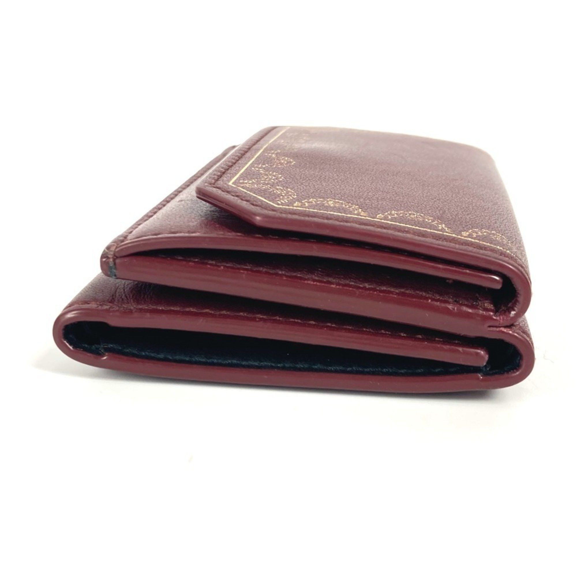 Cartier CARTIER Garland de Cartier wallet, compact tri-fold leather, women's, wine red Size ONE SIZE - 3 Thumbnail