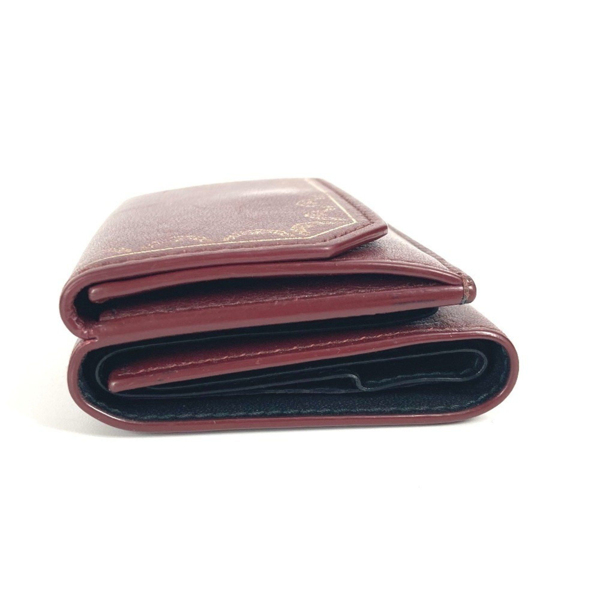 Cartier CARTIER Garland de Cartier wallet, compact tri-fold leather, women's, wine red Size ONE SIZE - 4 Thumbnail