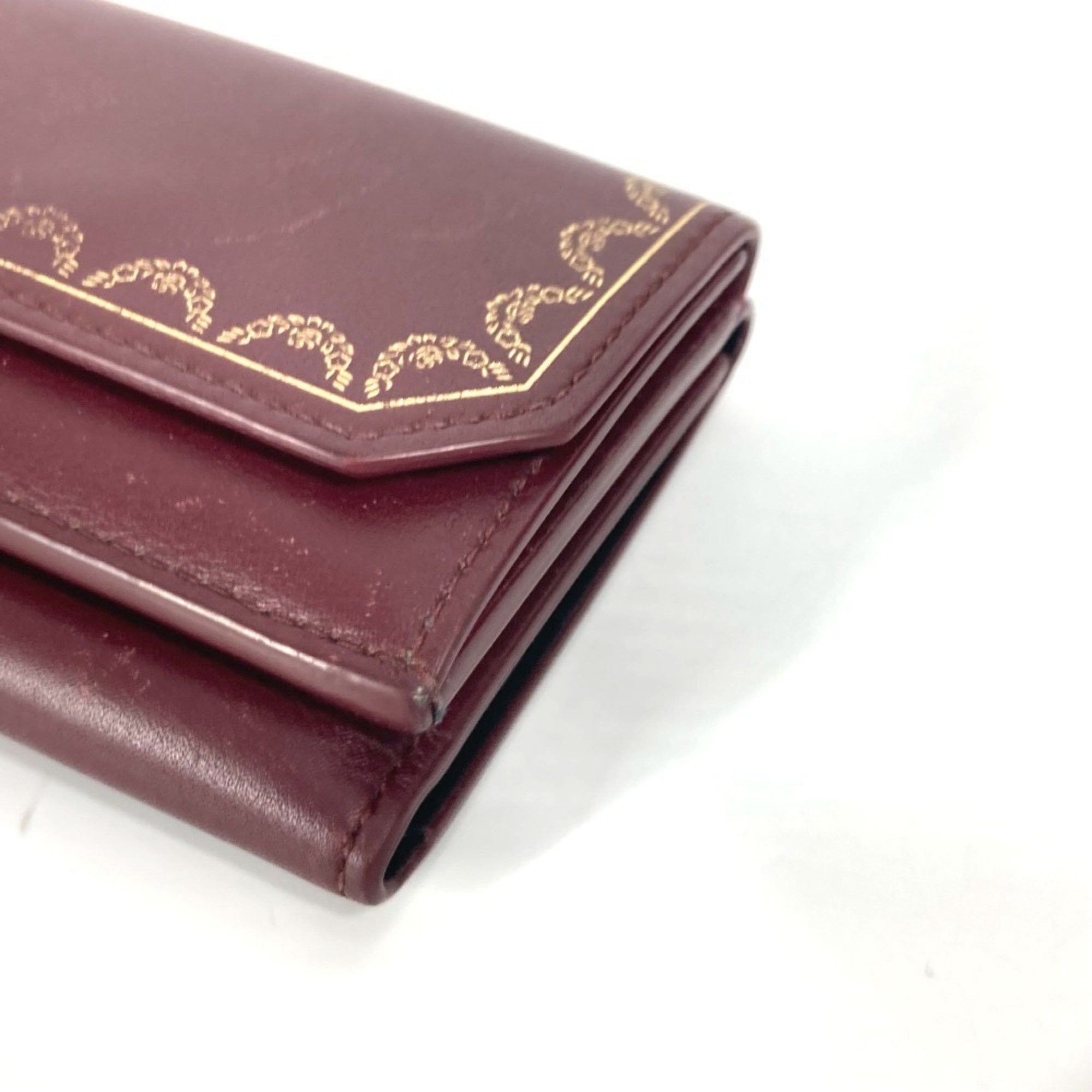 Cartier CARTIER Garland de Cartier wallet, compact tri-fold leather, women's, wine red Size ONE SIZE - 6 Thumbnail