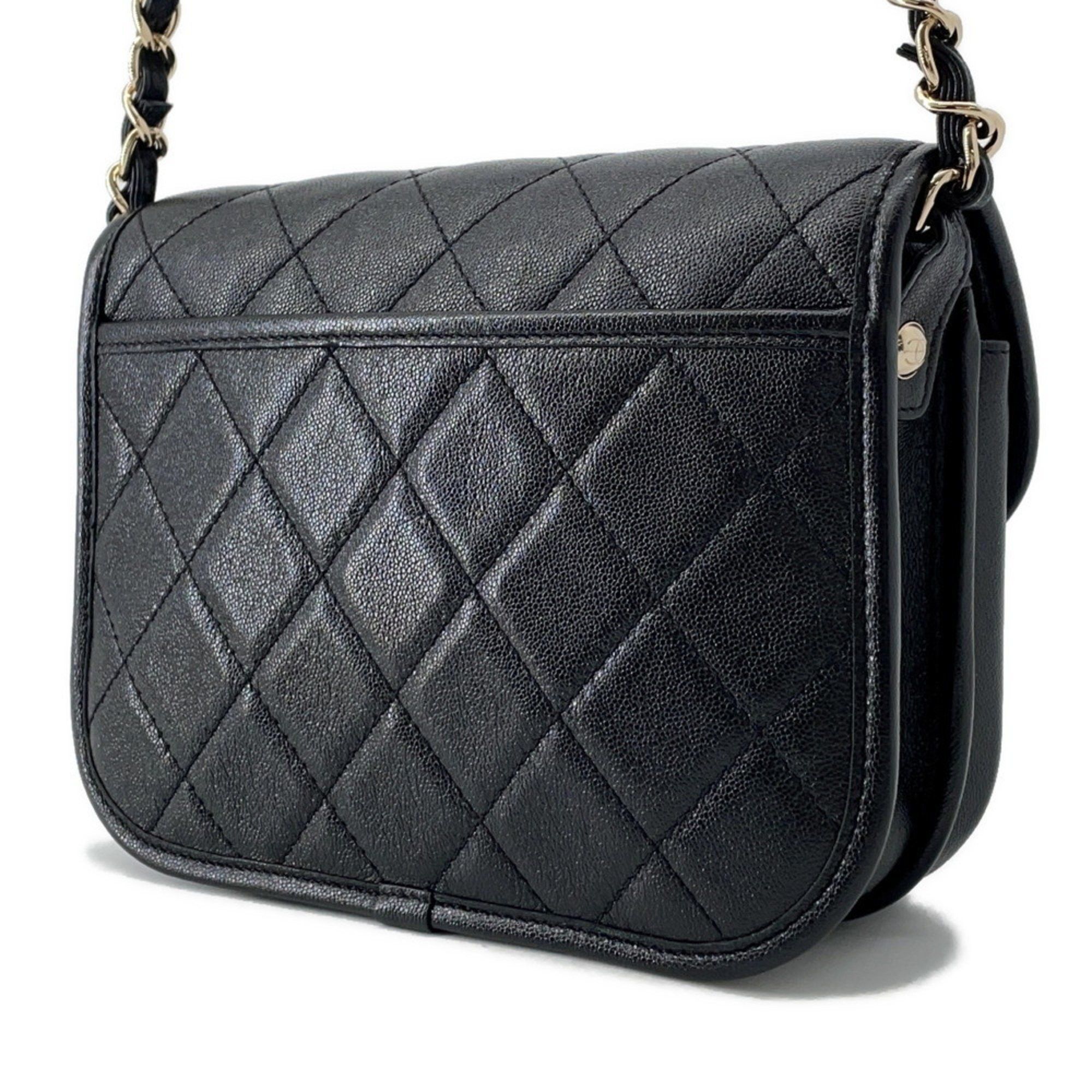 Chain Shoulder Bag Matelasse Coco Mark Small Lambskin AS2447  Black Other