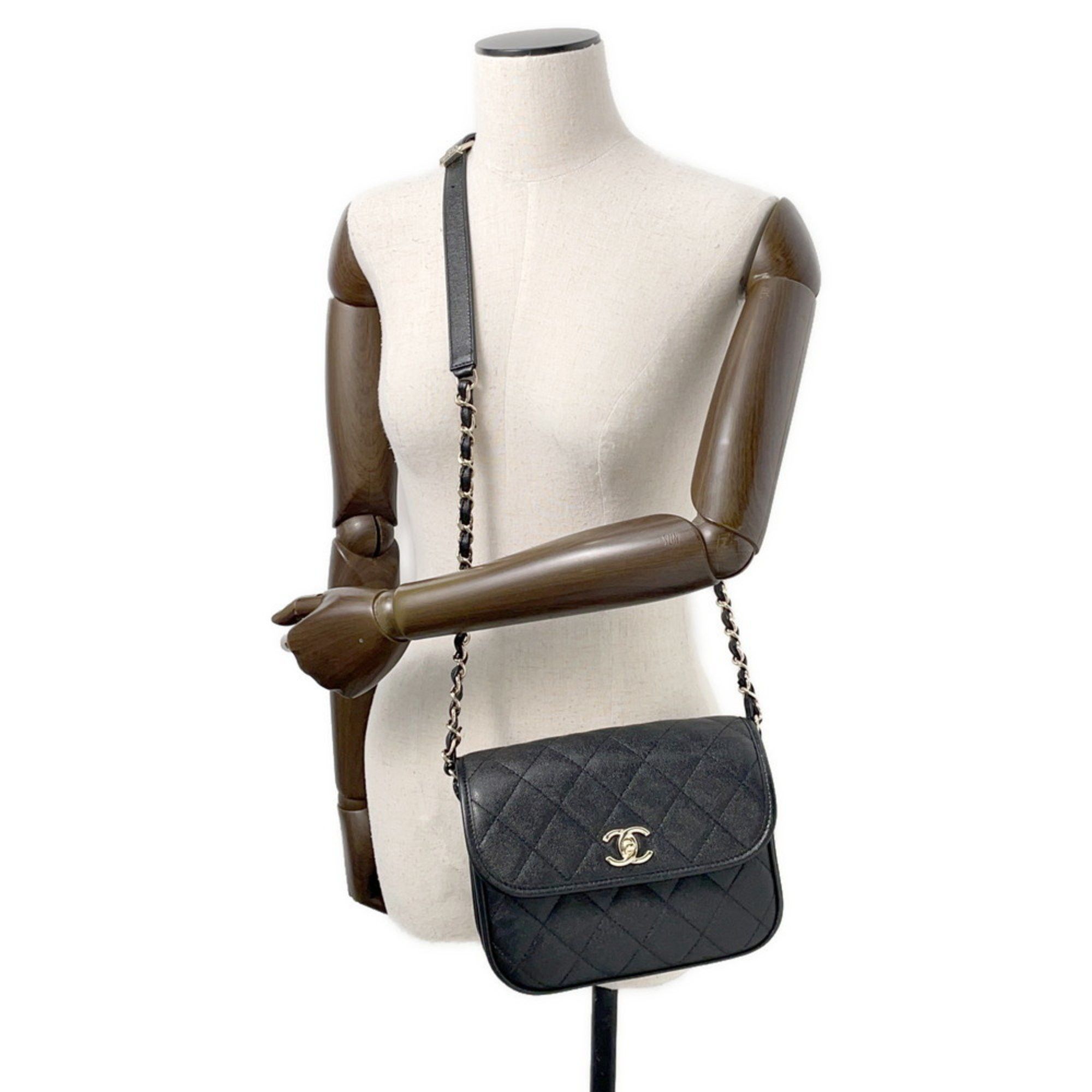 Chain Shoulder Bag Matelasse Coco Mark Small Lambskin AS2447  Black Other