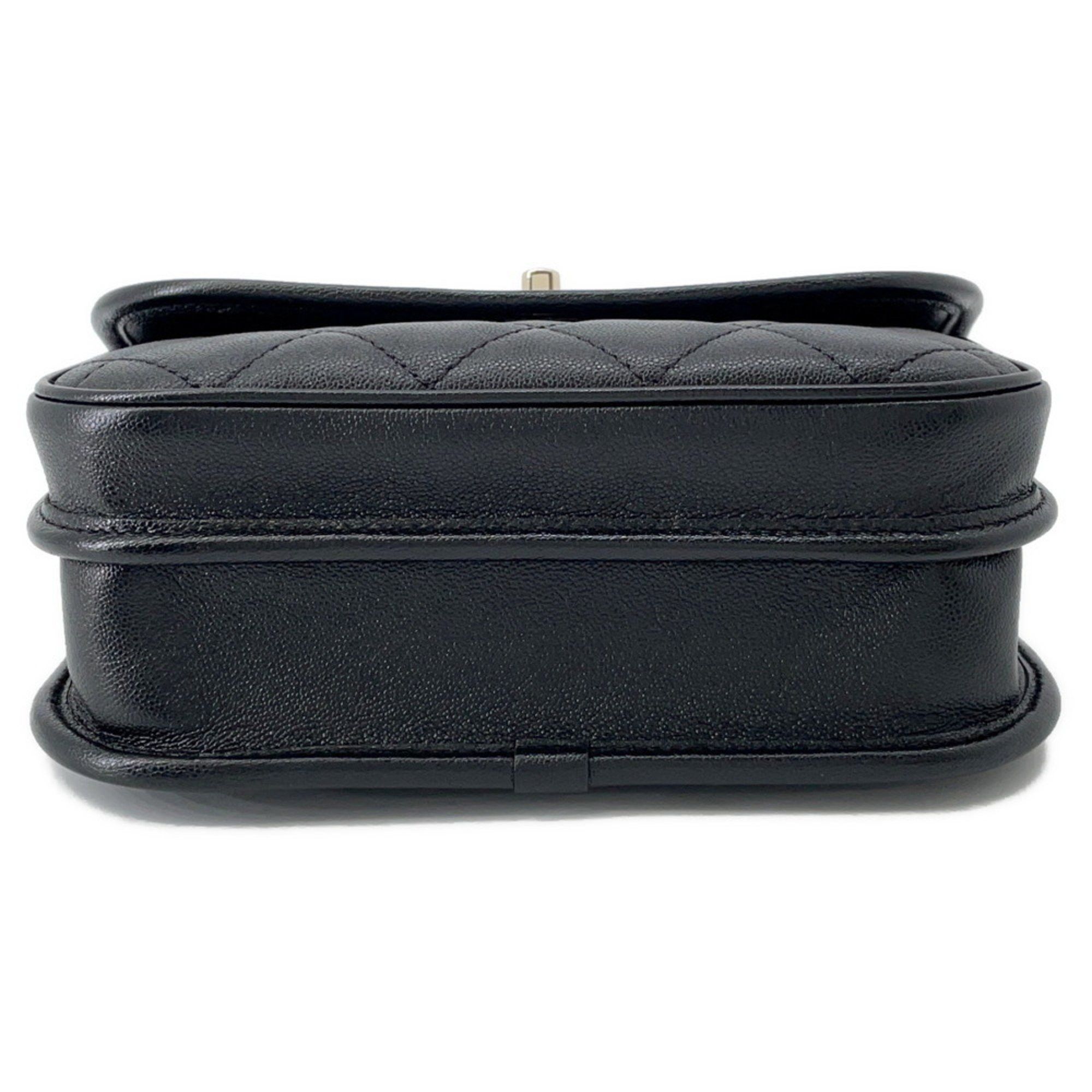 Chain Shoulder Bag Matelasse Coco Mark Small Lambskin AS2447  Black Other