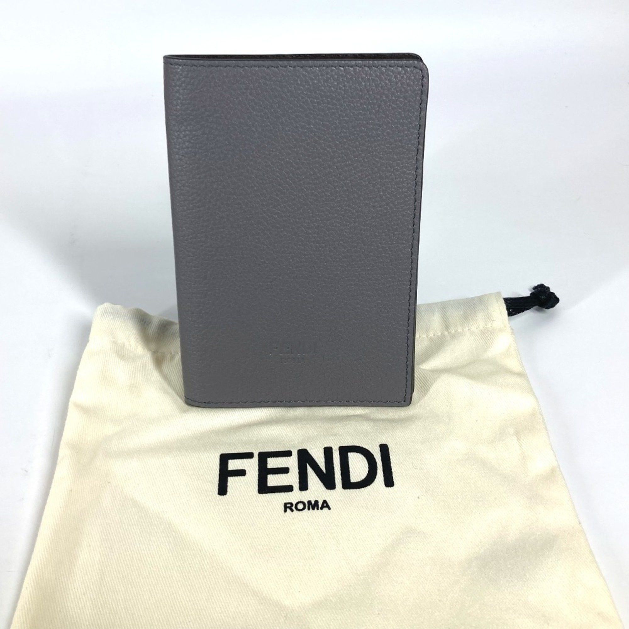 Fendi FENDI Logo Cover Stationery Passport Case Leather Men's Women's Grey Size ONE SIZE - 13 Thumbnail